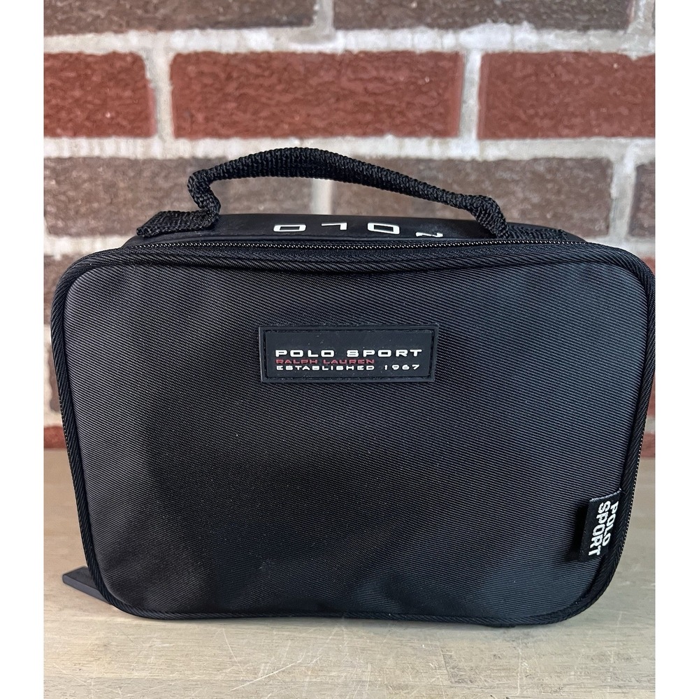 Vtg‎ Ralph Lauren Polo Sport Black 90s Shave Toiletry Spell Out Travel Bag